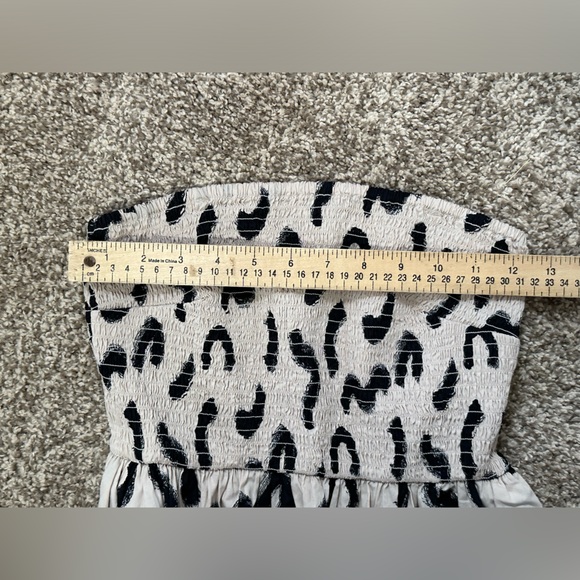 A New Day Women’s XS Strapless Smocked Tube Top Midi Sun Dress, Cream & Black - Picture 11 of 11